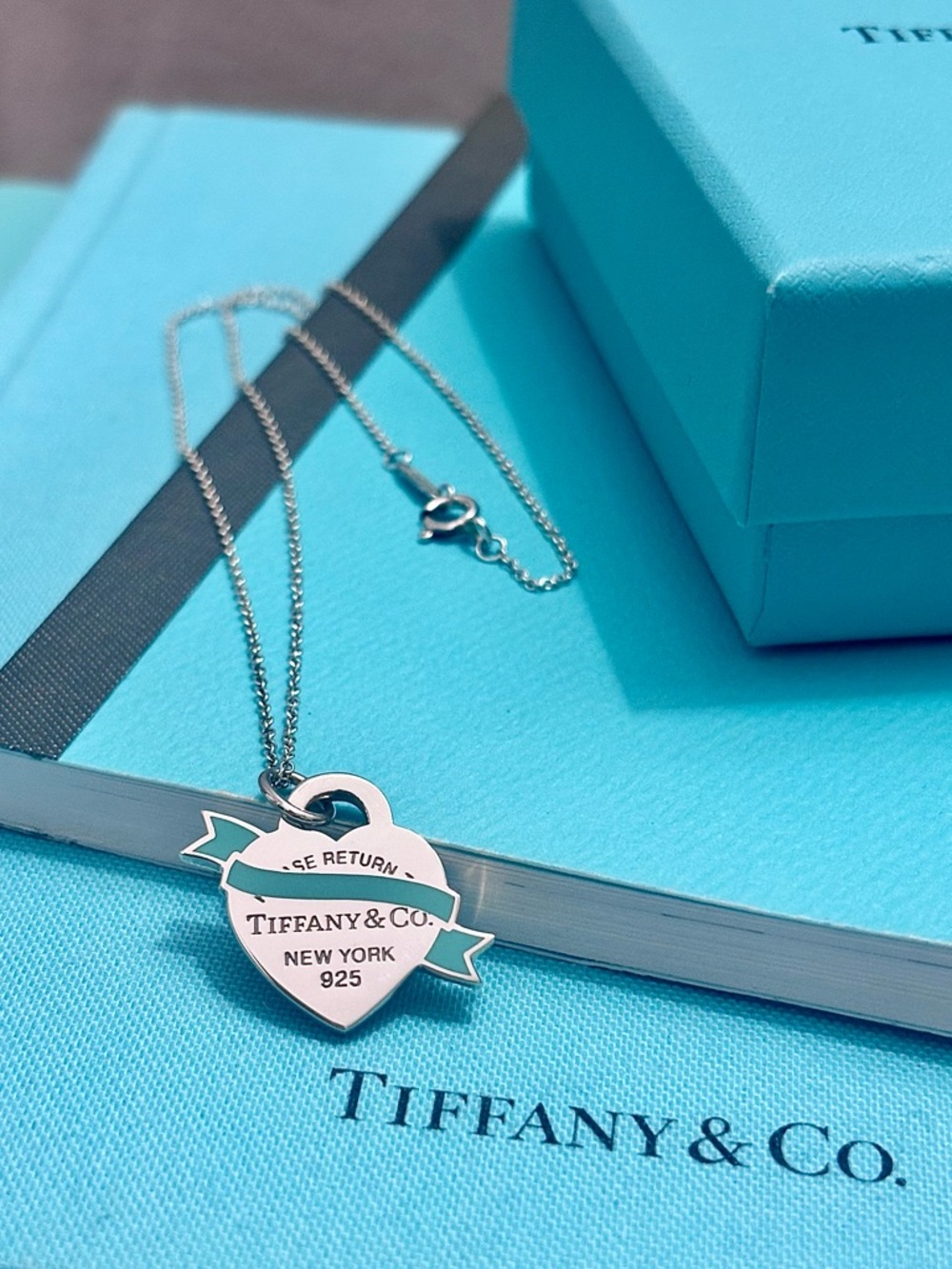 Authentic, RARE Tiffany & Co Ribbon Heart Tag Neclace